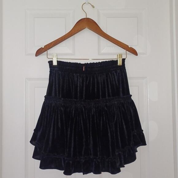 MISA Los Angeles Luiza Tiered Velvet Mini Skirt Jet Black Size XS NWT - Picture 14 of 15